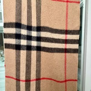 Gorgeous Burberry Check Beige and Red Plaid Scarf